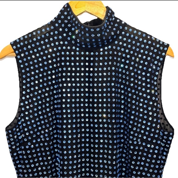 16ARLINGTON Luna Dress US 10 UK 14 Crystal Blue Black Mini Tunic Cocktail NWT - Picture 7 of 15